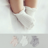 儿童婴幼儿女童春夏季网眼纯棉短薄防滑花边地板宝宝袜子0-1-3岁