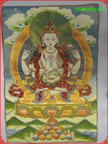 尼泊尔西藏唐卡画 中堂画布娟画装饰画 金丝刺绣唐卡 053四臂观音