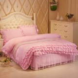 韩版公主风蕾丝床罩床裙式三四件套纯色床单被套床套1.5/1.8m特价