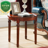 美式沙发边几边桌欧式简约角几实木脚创意圆形小茶几圆桌电话桌子