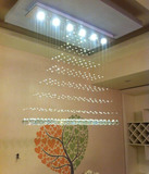 现代长方形水晶吊线灯 简约创意三头餐厅吊灯吧台吊灯led水晶吊