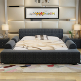 布艺床 可拆洗榻榻米床简约现代欧式1.8米大小户型布床双人床婚床