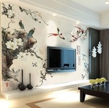 电视背景墙沙发墙纸客厅壁纸 中式3D立体无缝壁画墙布古典玉兰花
