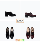 新款秋款ZARA女鞋英伦风复古系带真皮鞋圆头粗跟女鞋单鞋大码0028