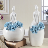 欧式创意陶瓷艺术人物花瓶摆件结婚礼物客厅电视柜家居装饰品摆设