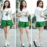 韩版女士休闲运动套装女夏天短袖短裤裙大码宽松跑步运动服两件套