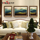欧式客厅装饰画玄关有框画沙发背景墙壁画美式三联组合画巨人山