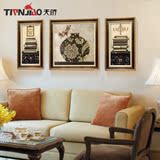 现代美式客厅组合三联油画装饰画沙发背景墙壁画复古乡村有框挂画