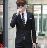 男士西装外套春季韩版修身青年学生小西服黑色休闲职业潮男装薄款