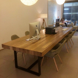 美式loft实木办公桌铁艺长桌工业长条桌长方形复古大型会议桌