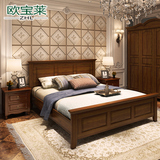 美式双人床成人床主人单人床实木床橡木卧室套房组合1.8米大床