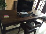 美式电脑桌铁艺复古书桌实木台式家用办公写字台做旧松木会议桌子