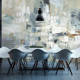 手绘涂鸦壁纸 个性抽象咖啡厅ktv背景墙纸 主题餐厅定制墙纸壁画