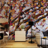 欧式抽象碎花油画墙纸 客厅电视背景墙壁纸 手绘定制壁画个性墙布