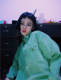 2016韩国冬季新款古着原宿港风外穿打底厚实灯芯绒衬衣衬衫外套女
