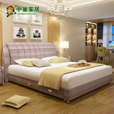 布艺床小户型双人床1.8米布床可拆洗榻榻米韩式储物简约现代婚床