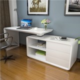 家用时尚电脑桌 现代简约台式旋转转角写字台白色烤漆书桌办公桌