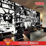 3D欧式黑白摇滚音乐人大型壁画KTV酒吧网吧网咖自由女神像墙纸