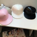 韩国复古李易峰同款光板纯色帽子PU皮质棒球帽平沿帽街舞嘻哈帽子