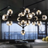 北欧复古多头魔豆吊灯工业风铁艺LED玻璃圆球吊灯餐厅咖啡厅酒吧