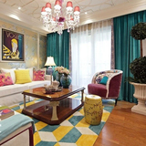 现代美式绿色条纹地毯客厅茶几沙发卧室床边手工腈纶地毯满铺定制