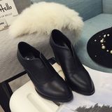 2015秋冬新款大品牌1618-3尖头短筒女靴裸靴粗跟厚底高跟马丁靴潮