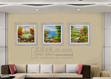 简欧式油画三联拼套组合无框客厅餐厅家居装饰手工绘制墙壁挂画