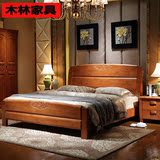 中式全实木床1.8米储物高箱床1.5M双人高档橡胶橡木婚床现代简约