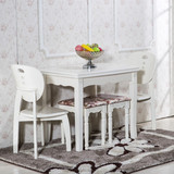 时尚田园可折叠伸缩餐桌椅组合 象牙白色实木餐桌小户型韩式餐台