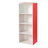 白/红色双色可双面反安装的柜子 四层书柜储物柜 长40宽29高106cm