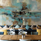 抽象艺术油画墙纸 时尚玄关咖啡厅酒吧壁纸壁画 彩绘无缝背景墙