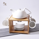 简约陶瓷茶具套装家用创意花杯下午茶壶套具加热英式咖啡杯具整套