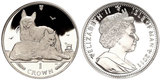 马恩岛 2011年 世界名猫系列 土耳其安哥拉猫 1克朗 纪念币