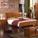 榆木全实木床双人床高箱气压简约现代卧室家具储物床PK橡木水曲柳
