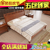 新中式实木床槟榔色水曲柳高箱双人床婚床1.8米1.5东南亚风格家具