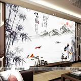 中式复古水墨山水古典国画壁纸餐厅客厅卧室电视背景墙纸大型壁画