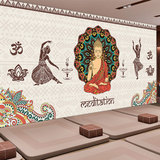 复古东南亚泰国佛像墙纸创意餐馆客厅沙发卧室背景墙壁纸大型壁画