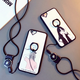 日韩iPhone6splus硅胶软套带挂绳苹果6S4.7手机壳指环支架6p情侣