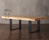 北欧宜家 铁艺餐桌 设计师实木工作桌 创意自然边原木办公桌书桌