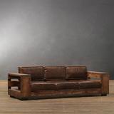 美式实木沙发椅LOFT工业风格客厅小户型沙发组合复古做旧仿古卡座