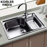 新款科勒厨房304不锈钢加厚水槽单槽拉丝洗菜盆洗碗池一体成型