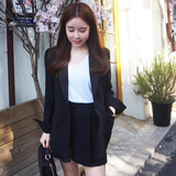 16春夏季韩国新时尚套装女韩版西装套装女宽松简约短裤两件套显瘦