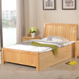 现代简约单人床1.35米实木床1.5米双人床高箱储物床1.2米儿童床橡