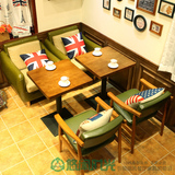 咖啡厅桌椅组合 奶茶店茶餐厅咖啡馆西餐厅桌椅 实木餐椅 皮沙发
