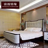 新中式实木双人床 别墅样板房间实木高箱床 高档家具定制 直销