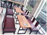 美式卡座沙发酒吧咖啡厅西餐厅桌椅组合铁艺实木甜品奶茶店餐桌椅