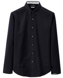【商场同款】太平鸟男装 修身黑色时尚长袖衬衫B1CA62Y05