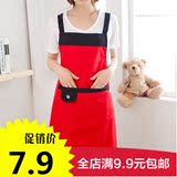 韩版时尚简约围裙厨房加厚防水防油工作服罩衣成人可爱围腰女