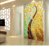 欧美式抽象发财树油画玄关装饰画走廊过道挂画3D立体风景无框墙画