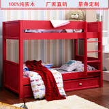 广州定制欧美式全实木双层床公主床子母床高低上下床上下铺带拖床